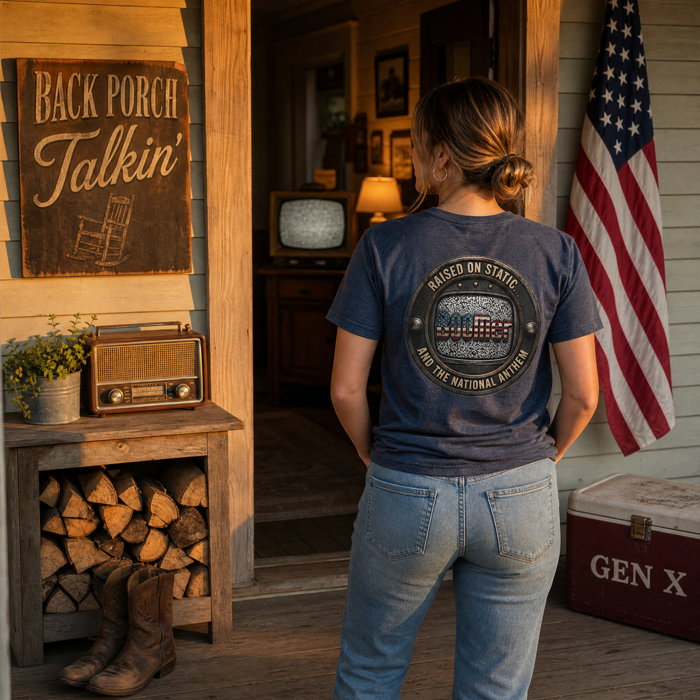 BOOMer: Raised on Static American Flag Tee and the National Anthem