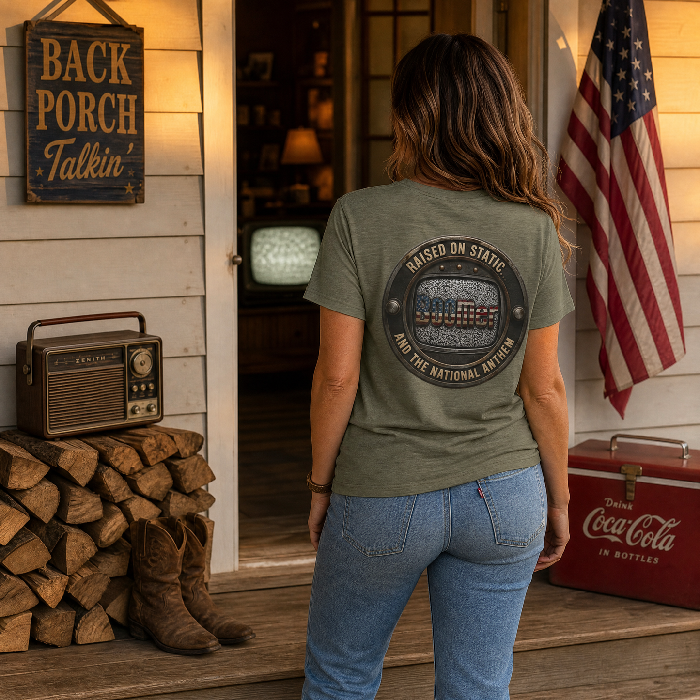 BOOMer: Raised on Static American Flag Tee and the National Anthem