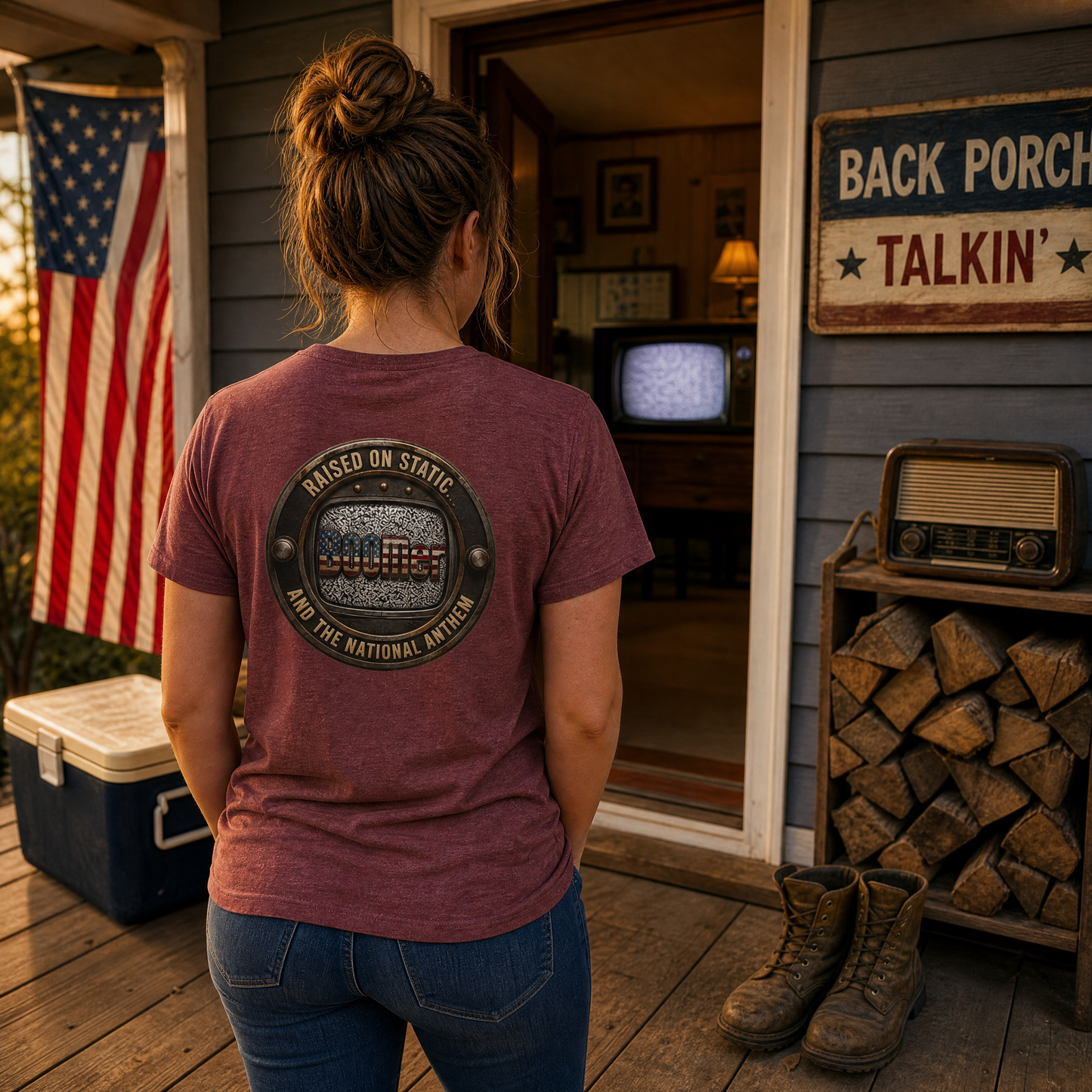 BOOMer: Raised on Static American Flag Tee and the National Anthem