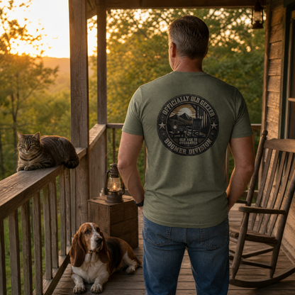 Officially Old Geezer Tee — 'Old Age Is Overrated' T-Shirt (BOOMer Division)