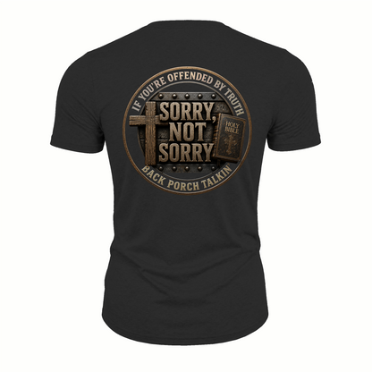 Sorry Not Sorry Faith Emblem Tee | Heavyweight Back Print Graphic