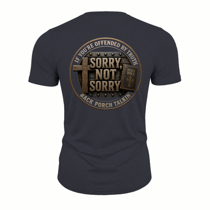 Sorry Not Sorry Faith Emblem Tee | Heavyweight Back Print Graphic
