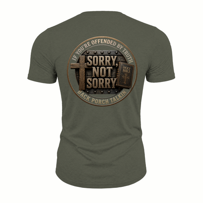 Sorry Not Sorry Faith Emblem Tee | Heavyweight Back Print Graphic
