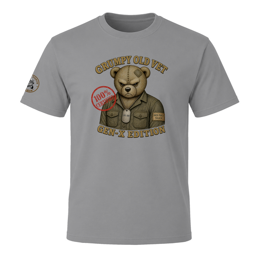 "Grumpy Old Vet Gen-X Edition." - BPTalkin Bear T-Shirt