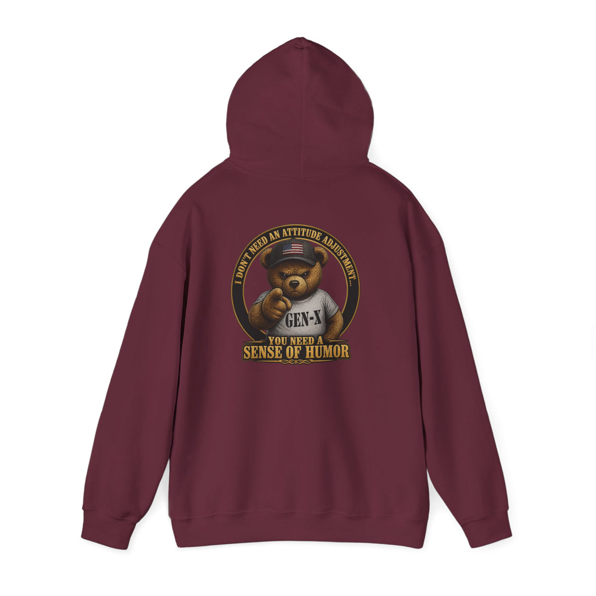 "You Need a Sense of Humor" Gen-X Bear Hoodie — Funny Retro Graphic Hoodie