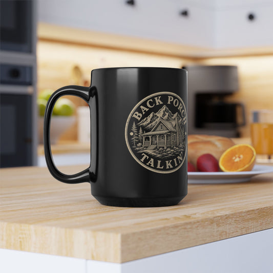 Dealing With Them Is Like Steppin' In Cat Vomit At Midnight : Vintage Logo Black Coffee Mug – Retro Porch Design (11oz/15oz)