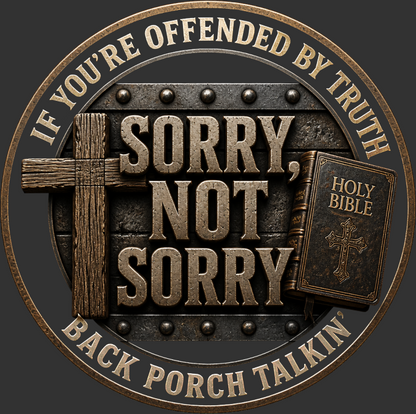 Sorry Not Sorry Faith Emblem Tee | Heavyweight Back Print Graphic