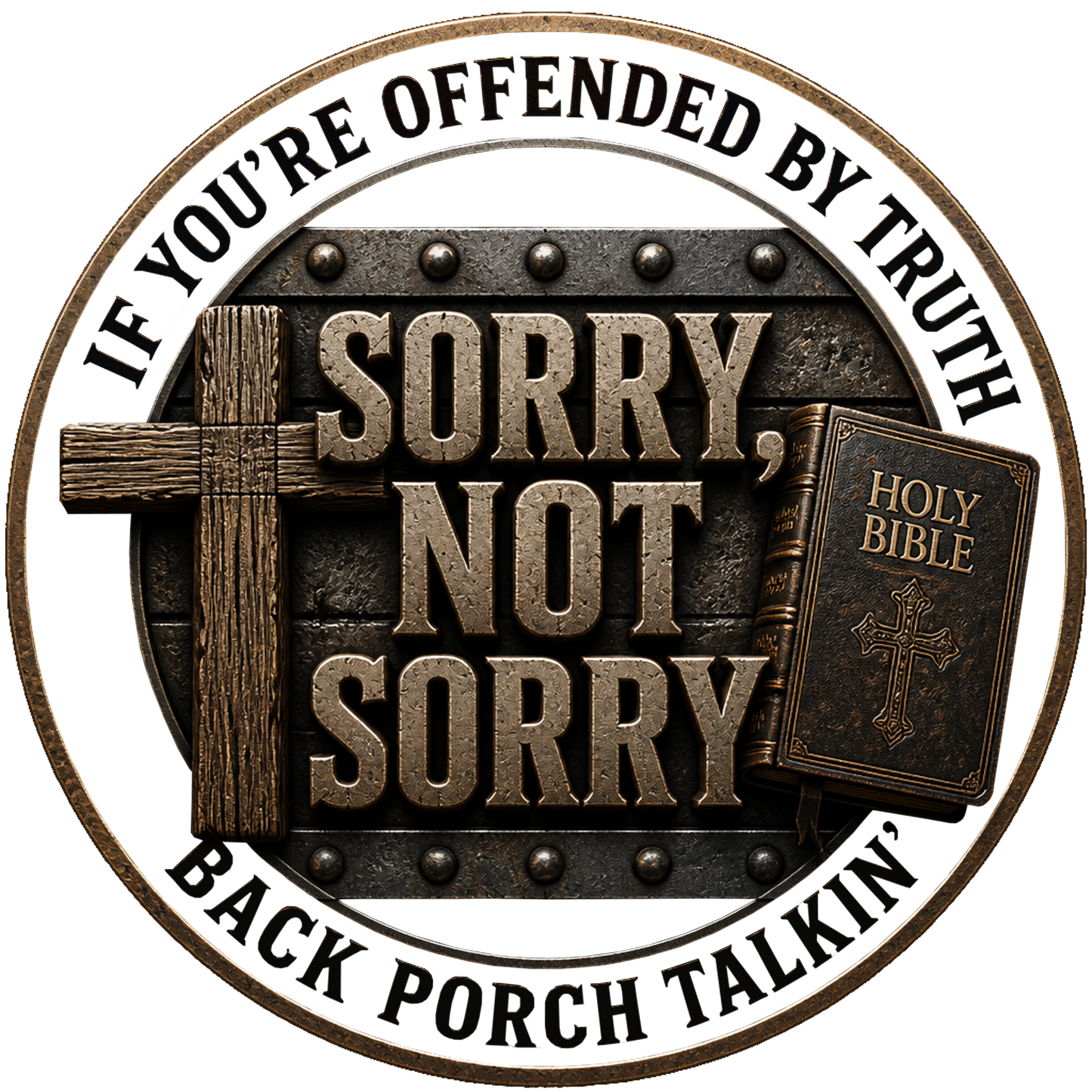 Sorry Not Sorry Faith Emblem Tee | Heavyweight Back Print Graphic