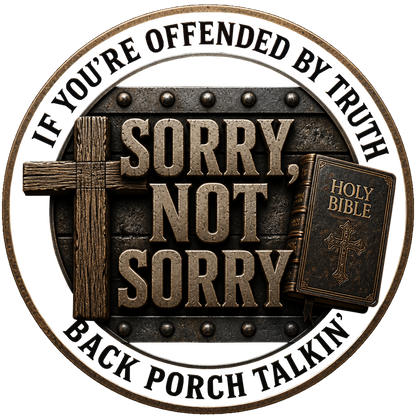 Sorry Not Sorry Faith Emblem Tee | Heavyweight Back Print Graphic